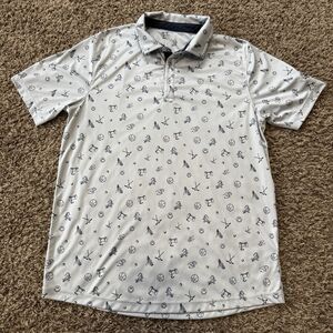 Swannies Golf Performance Polo All Over Alligator Beach Mens Size Large Stretch